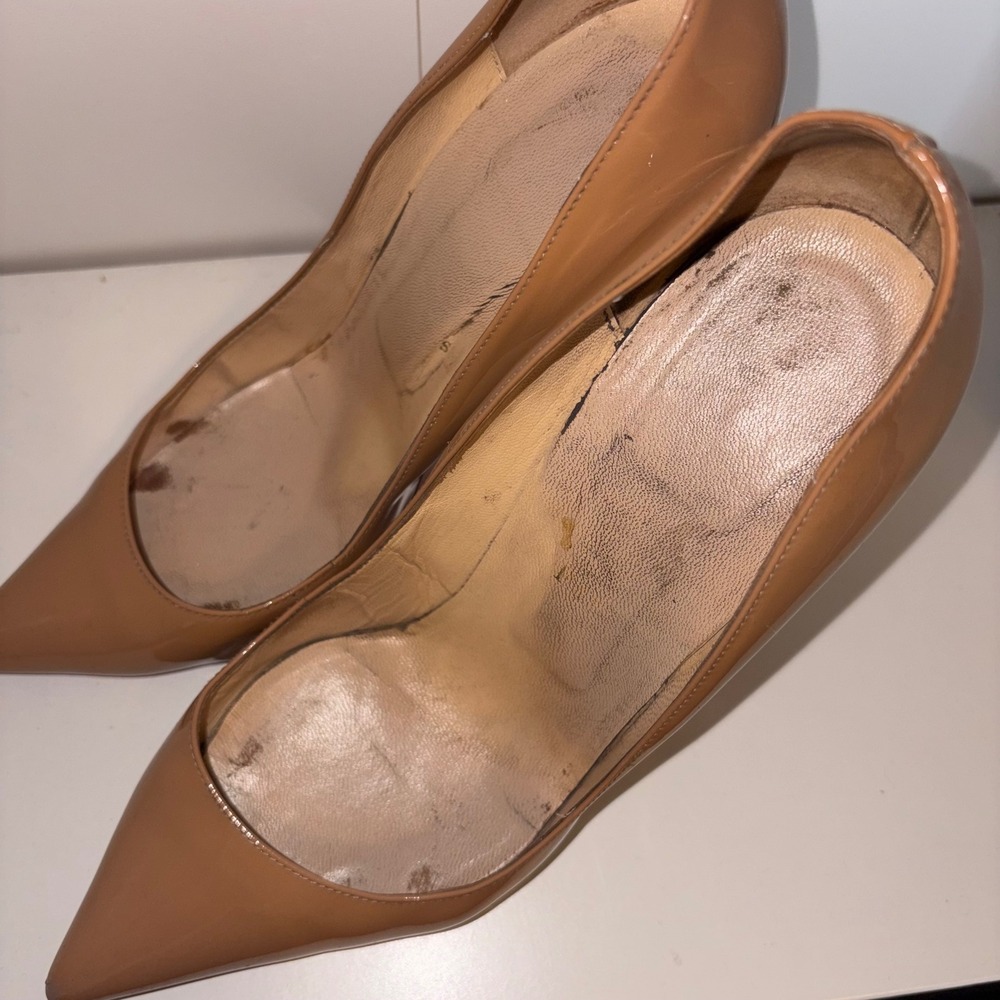 Christian Louboutin So Kate Nude Patent Leather Pointed Toe Pumps SZ 41 - Picture 5 of 7